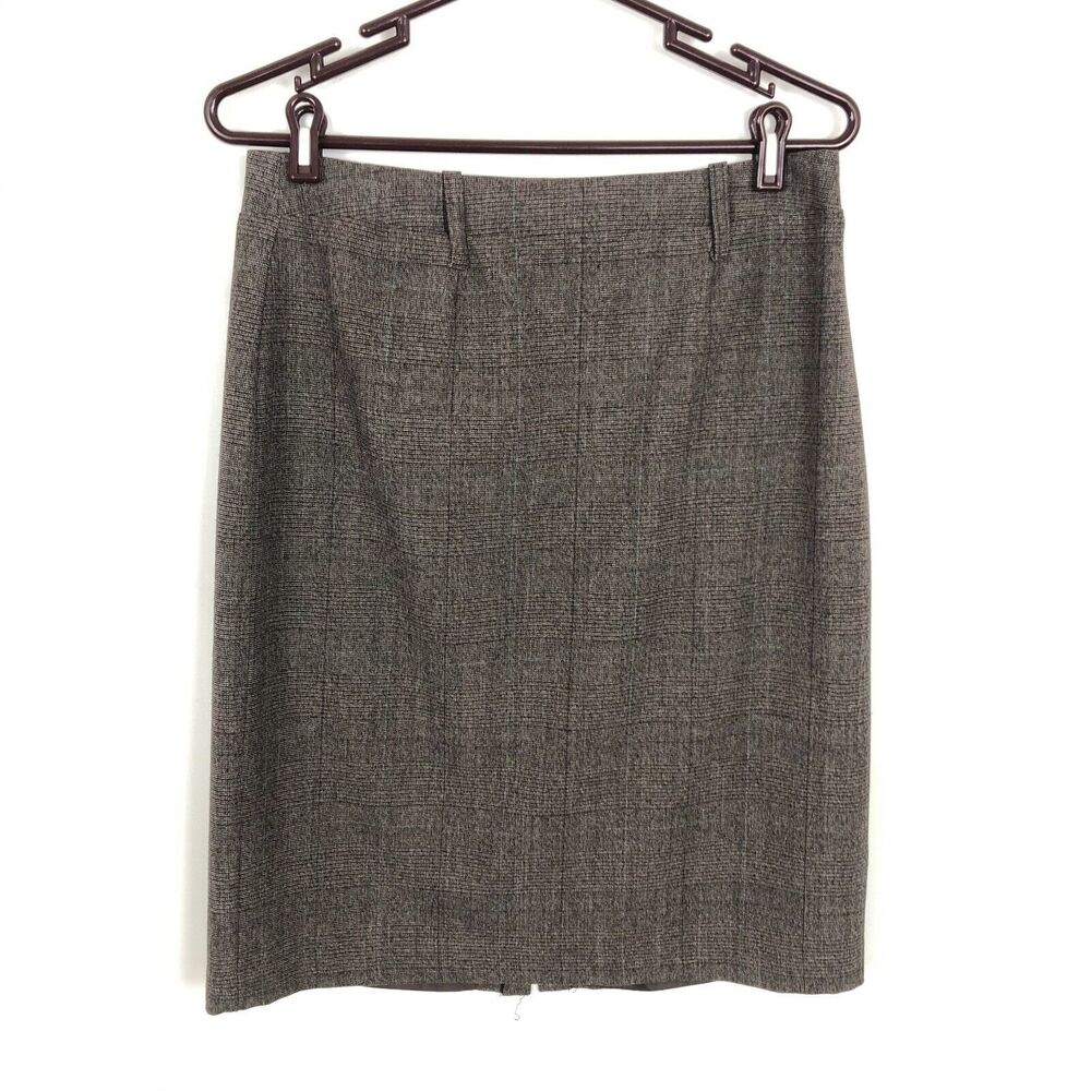 Cabi 388 Plaid Glenn Brown Knit Career Pencil Skirt Women's Size 8